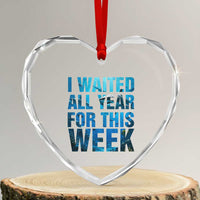 Shark Lover Week Gift Heart Crystal Glass Ornament I Waited All Year For This Week