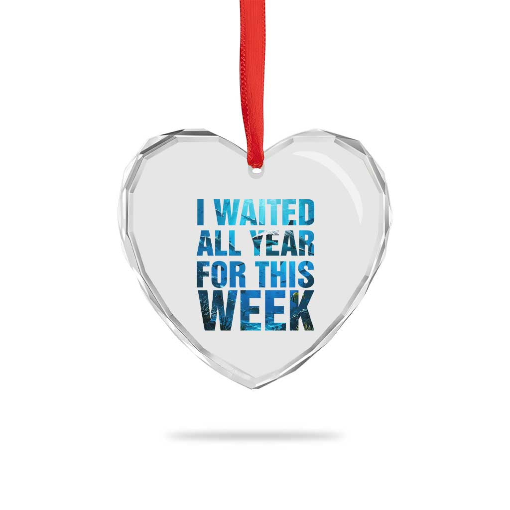 Shark Lover Week Gift Heart Crystal Glass Ornament I Waited All Year For This Week