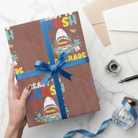 Shark Ready To Crush 4th Grade Wrapping Paper Roll Cool Boys First Day of School Gift
