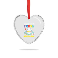 Shark Ready To Crush 4th Grade Heart Crystal Glass Ornament Cool Boys First Day of School Gift
