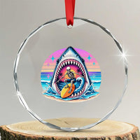 Shark Skeleton Surfer Crystal Glass Ornament Hawaiian Beach Vacation Gift