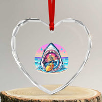 Shark Skeleton Surfer Heart Crystal Glass Ornament Hawaiian Beach Vacation Gift