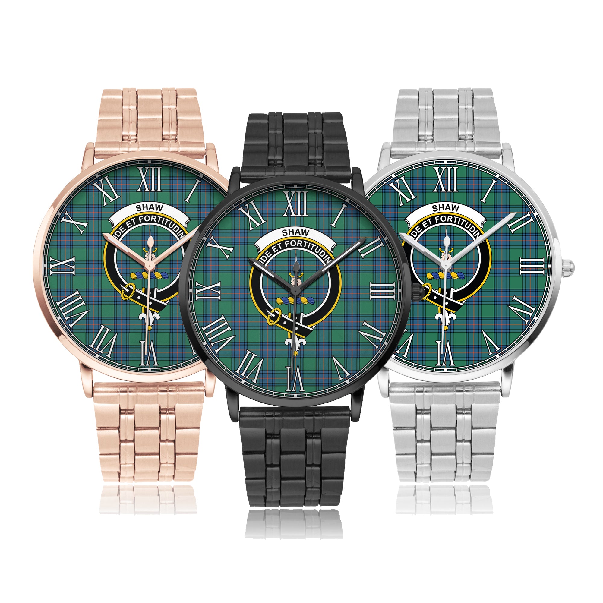 shaw-ancient-family-crest-quartz-watch-with-stainless-steel-trap-tartan-instafamous-quartz-stainless-steel-watch