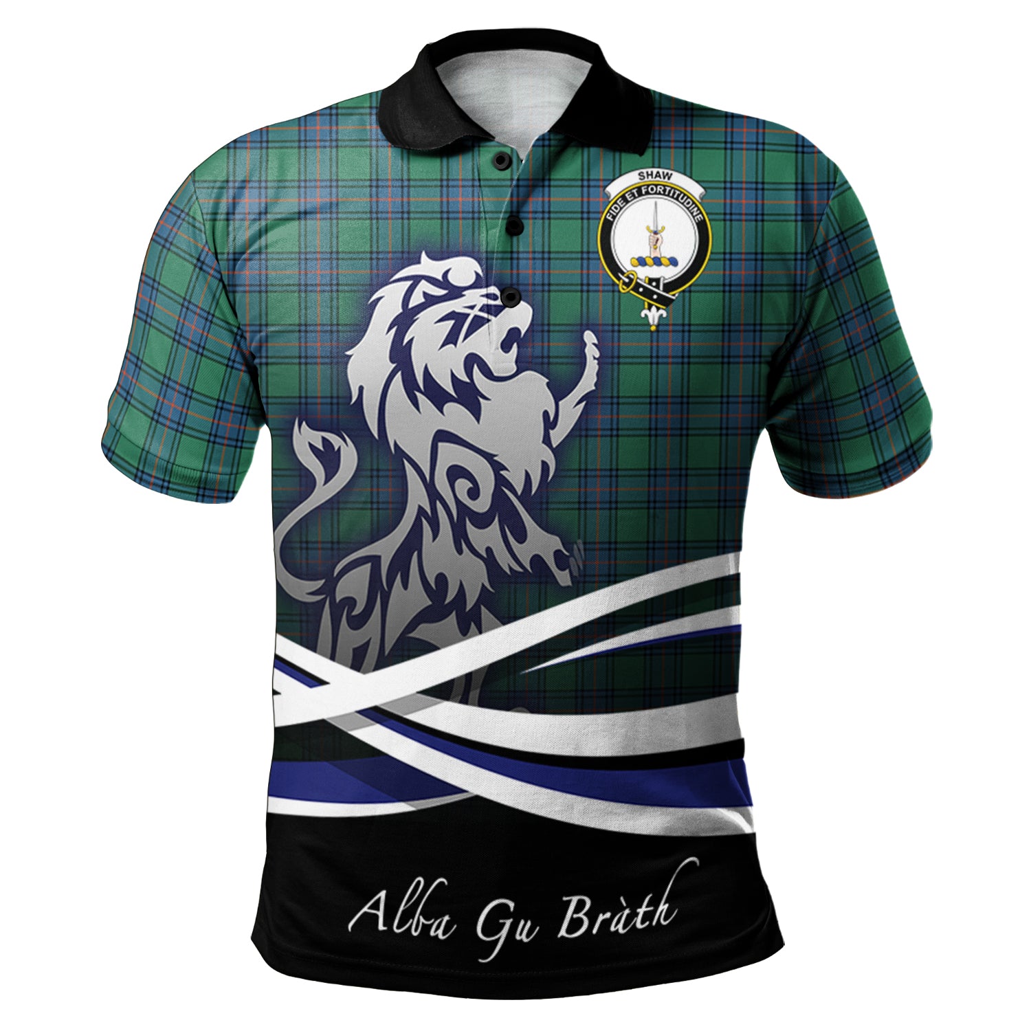 Shaw Ancient Golf Tops, Family Coat Of Arms with Scottish Lion Polo Shirt Alba Gu Brath K23