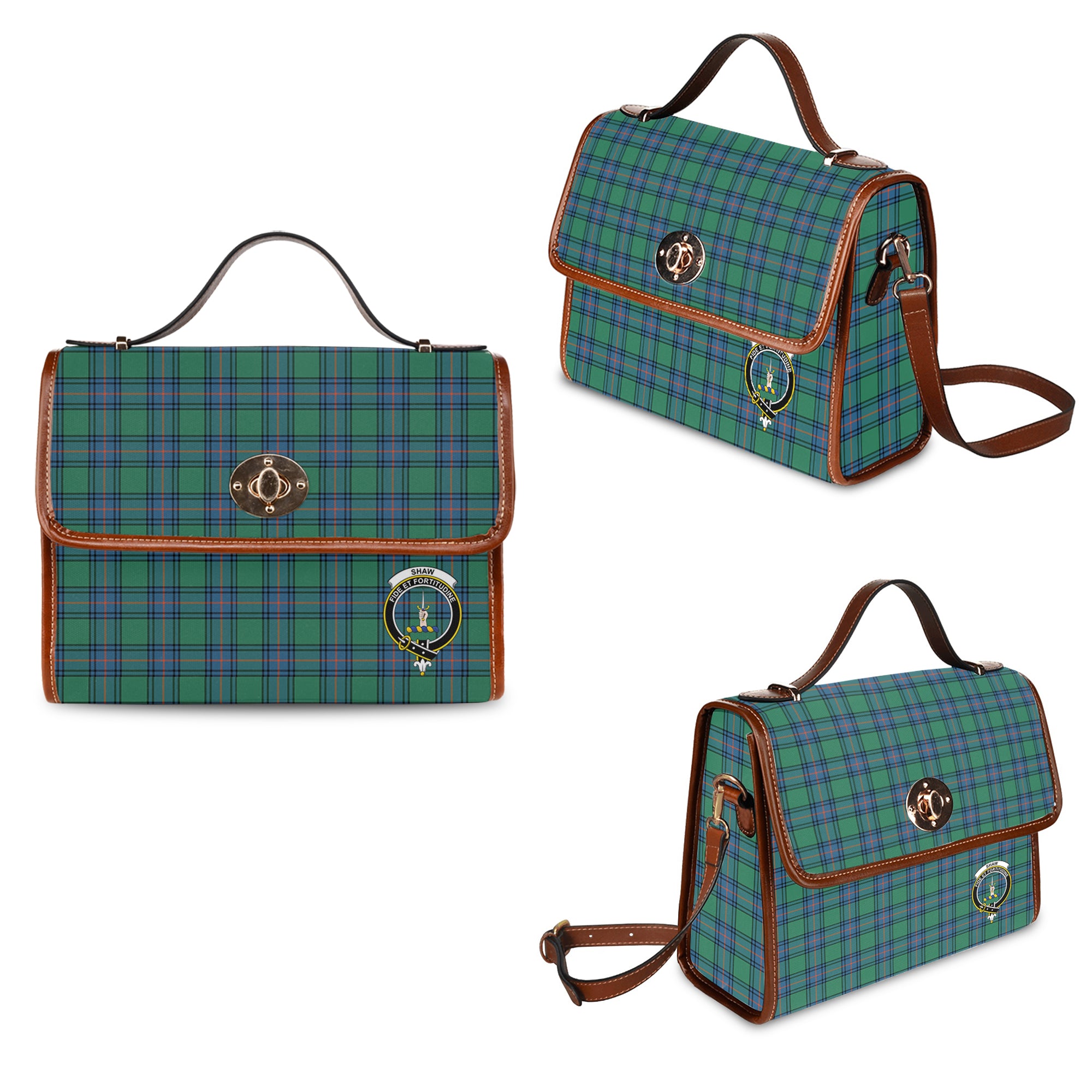 shaw-ancient-family-crest-tartan-canvas-bag-with-leather-shoulder-strap
