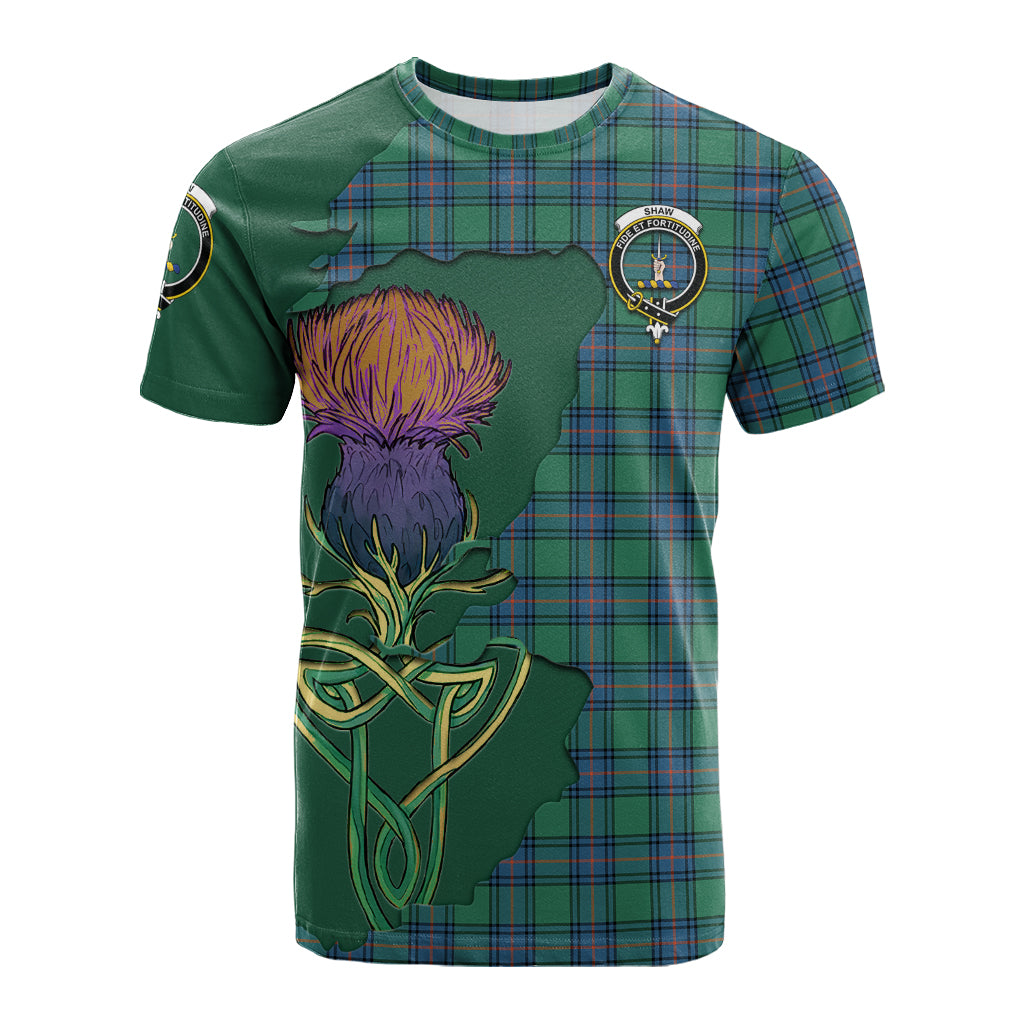 shaw-ancient-tartan-family-crest-t-shirt-tartan-plaid-with-thistle-and-scotland-map-t-shirt