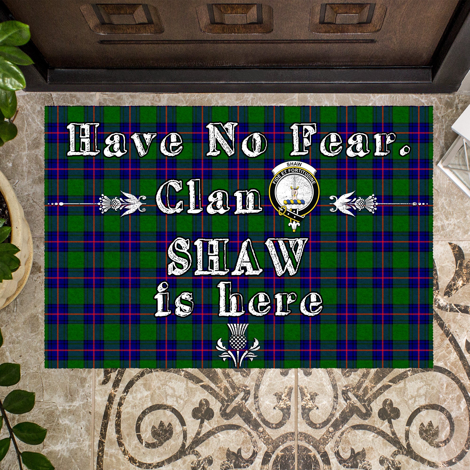 shaw-modern-clan-tartan-door-mat-family-crest-have-no-fear-tartan-door-mat
