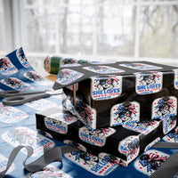 She Loves Jesus And America Too Wrapping Paper Roll Christian 4th of July Messy Bun Flag - Wonder Print Shop