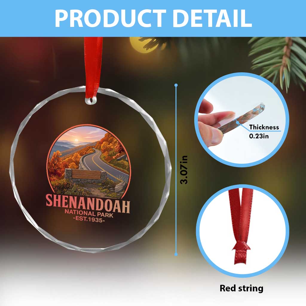 Shenandoah National Park Crystal Glass Ornament Vintage Virginia Mountain Landscape
