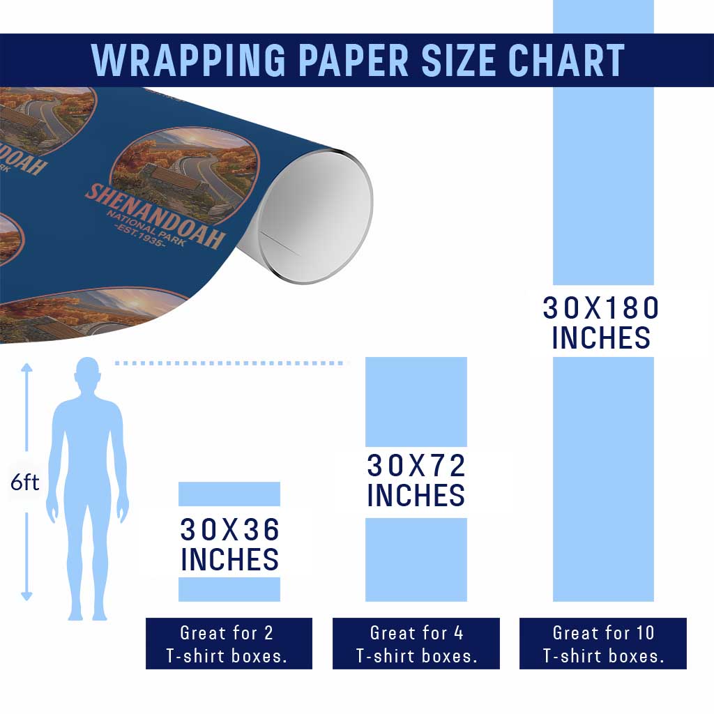 Shenandoah National Park Wrapping Paper Roll Vintage Virginia Mountain Landscape