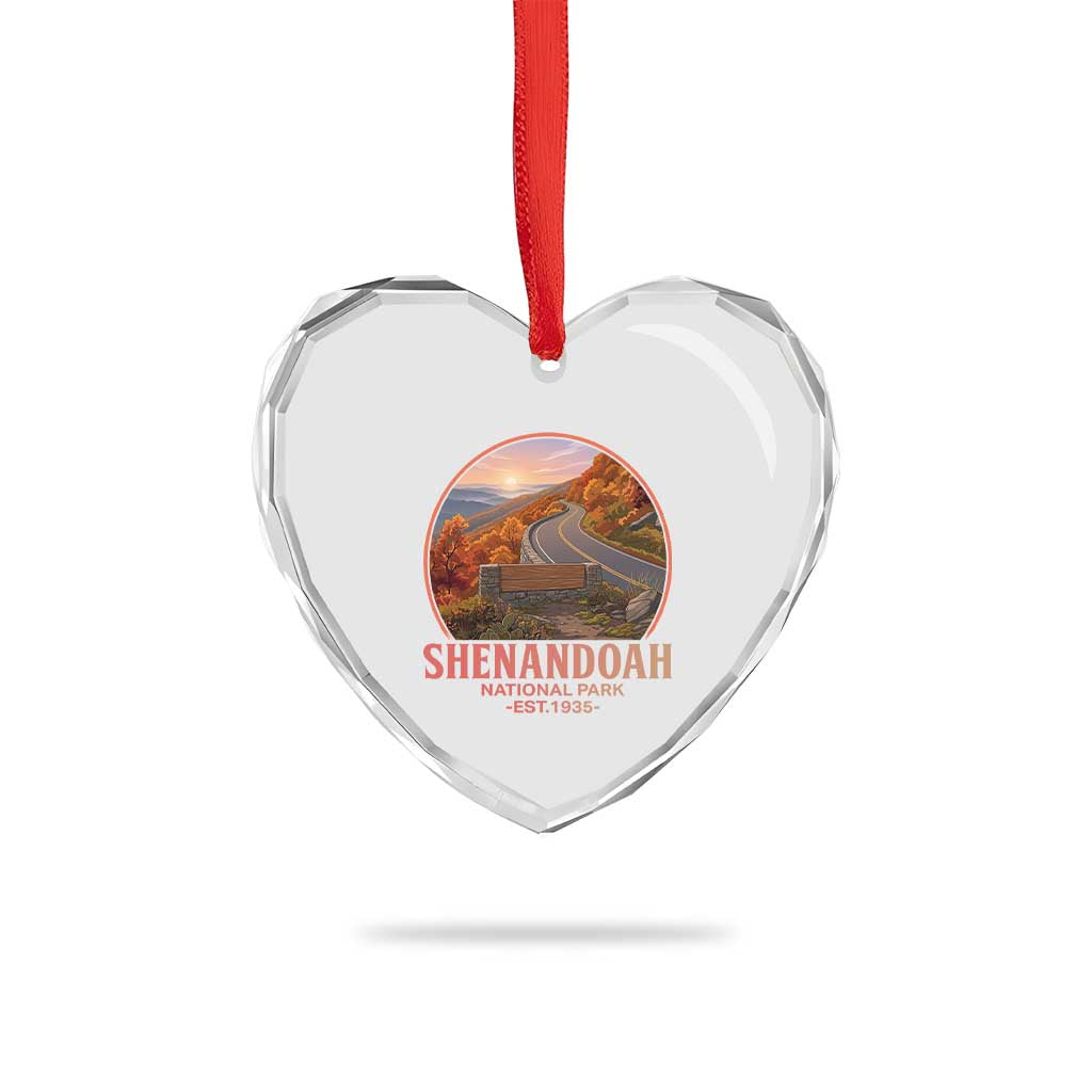 Shenandoah National Park Heart Crystal Glass Ornament Vintage Virginia Mountain Landscape