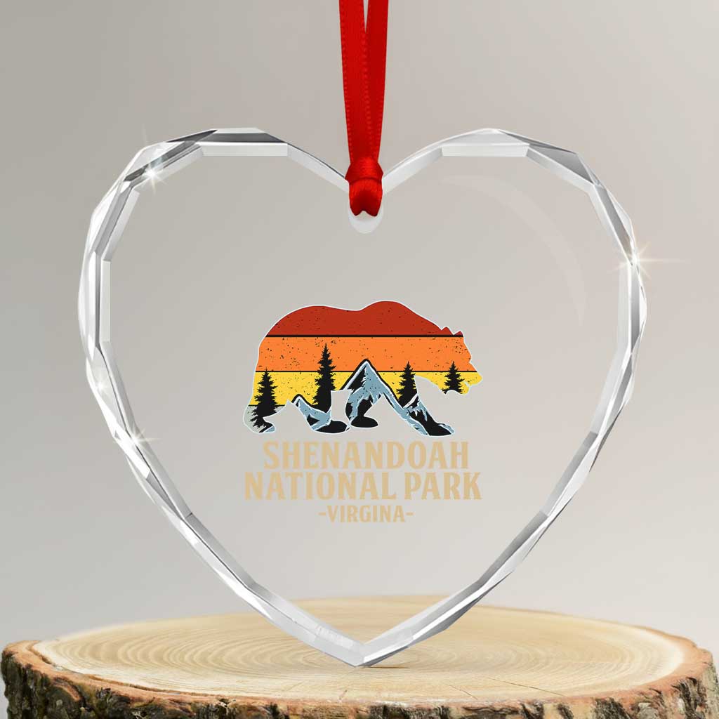Shenandoah National Park Heart Crystal Glass Ornament Vintage Virginia Mountains Bear