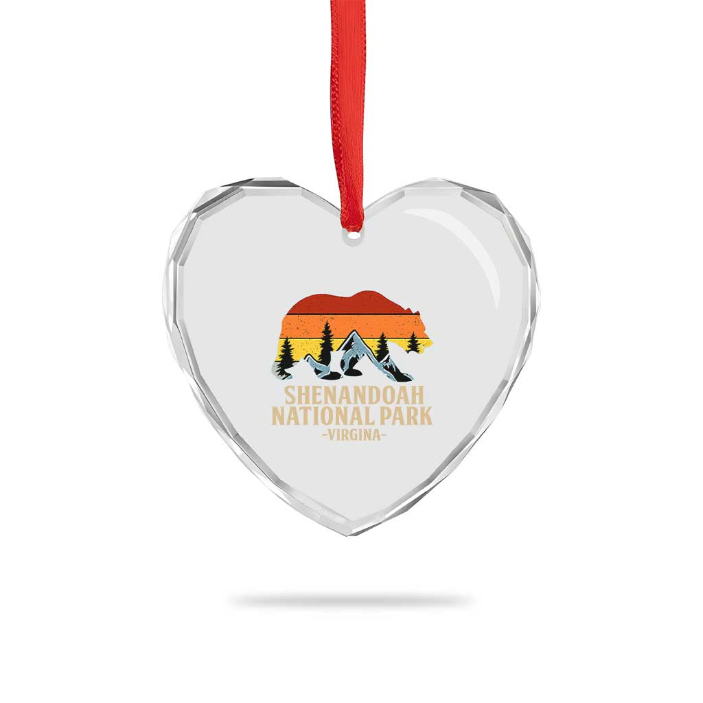 Shenandoah National Park Heart Crystal Glass Ornament Vintage Virginia Mountains Bear