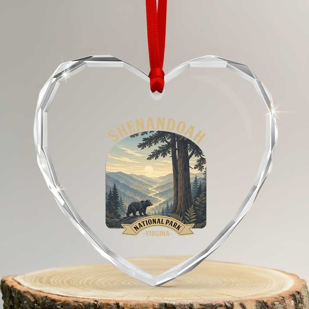 Shenandoah National Park Heart Crystal Glass Ornament Vintage Virginia Nature Mountain Bear