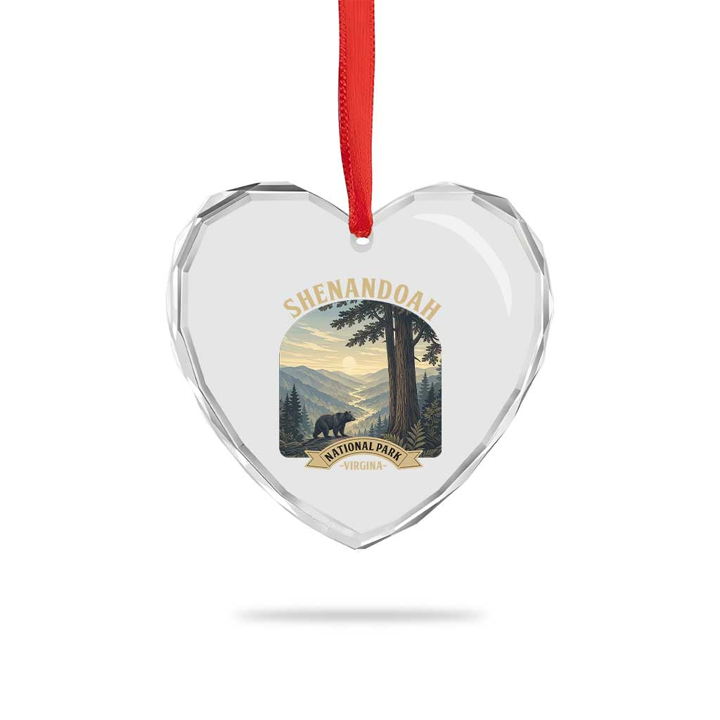 Shenandoah National Park Heart Crystal Glass Ornament Vintage Virginia Nature Mountain Bear