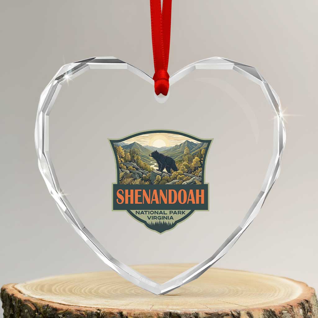 Shenandoah National Park Heart Crystal Glass Ornament Virginia Black Bear Mountain