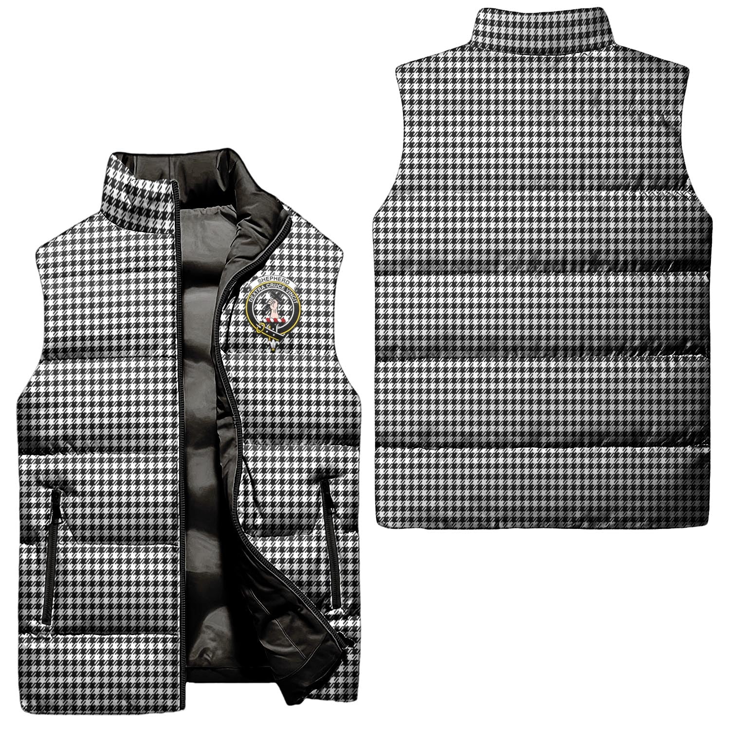 shepherd-clan-puffer-vest-family-crest-plaid-sleeveless-down-jacket