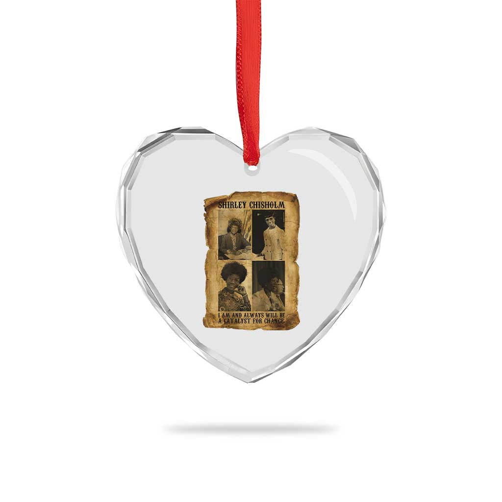 Shirley Chisholm Catalyst For Change Quote Heart Crystal Glass Ornament Womens History Month