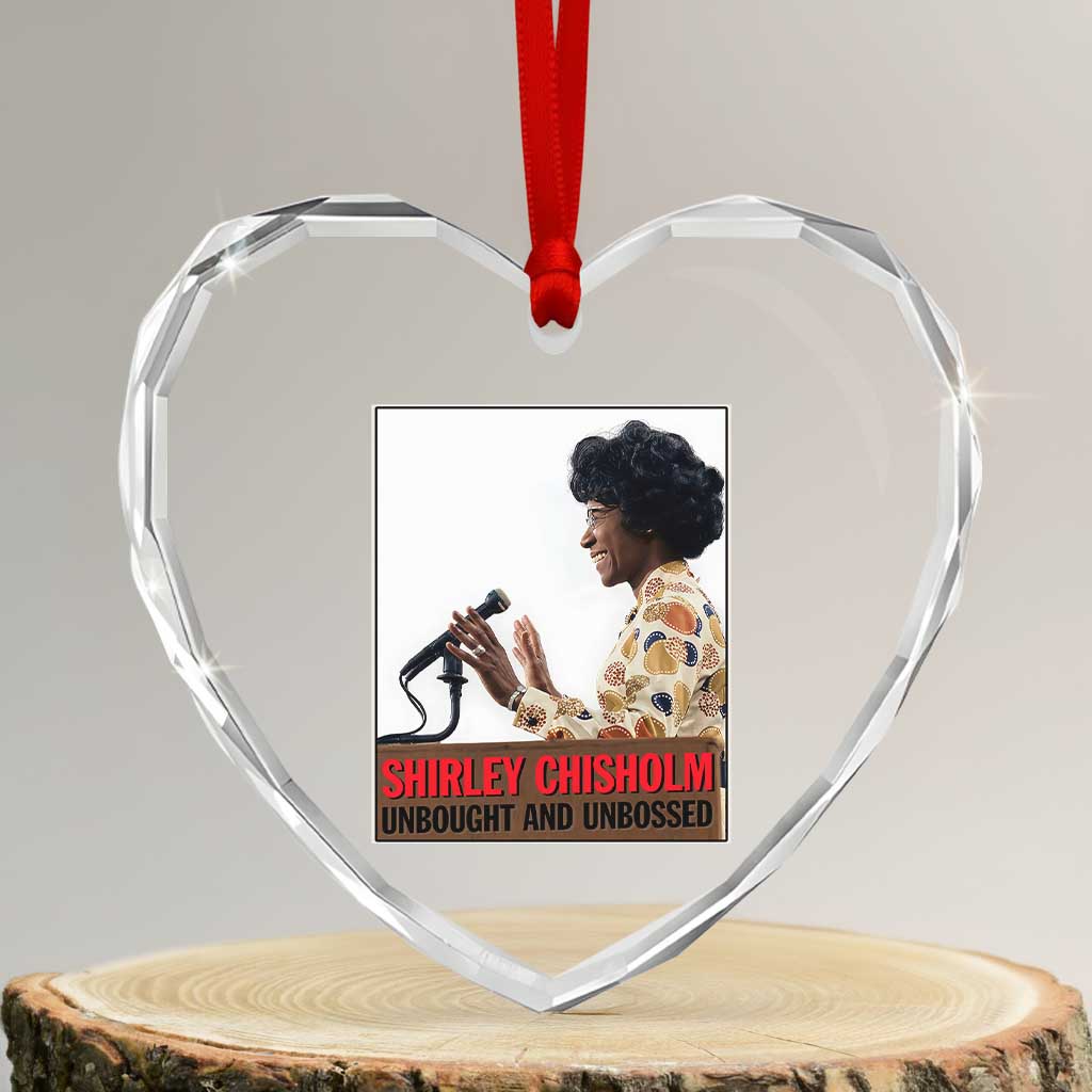 Shirley Chisholm Feminist Empowerment Heart Crystal Glass Ornament Unbought And Unbossed