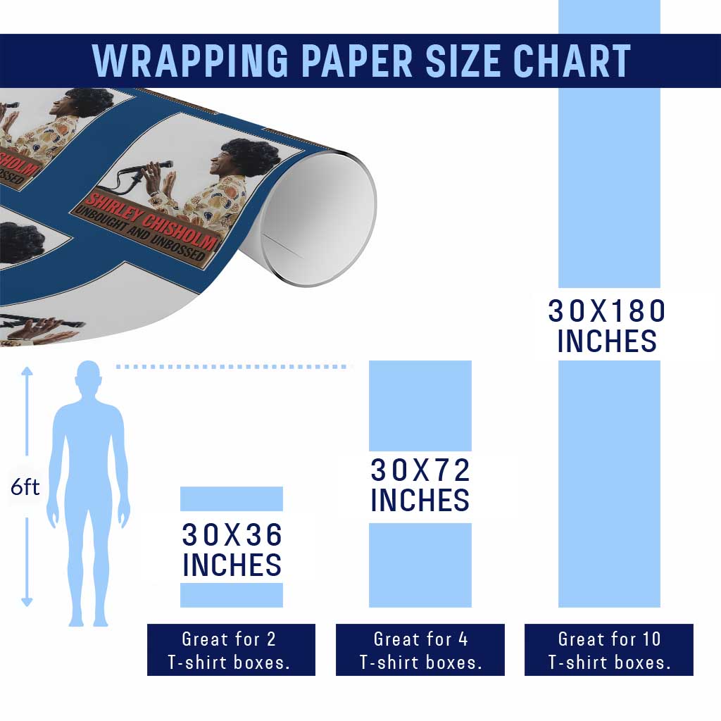 Shirley Chisholm Feminist Empowerment Wrapping Paper Roll Unbought And Unbossed