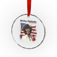 Shirley Chisholm For President 1972 With American Flag Crystal Glass Ornament