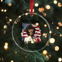 Shirley Chisholm For President 1972 With American Flag Crystal Glass Ornament