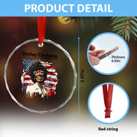 Shirley Chisholm For President 1972 With American Flag Crystal Glass Ornament