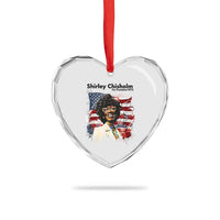 Shirley Chisholm For President 1972 With American Flag Heart Crystal Glass Ornament