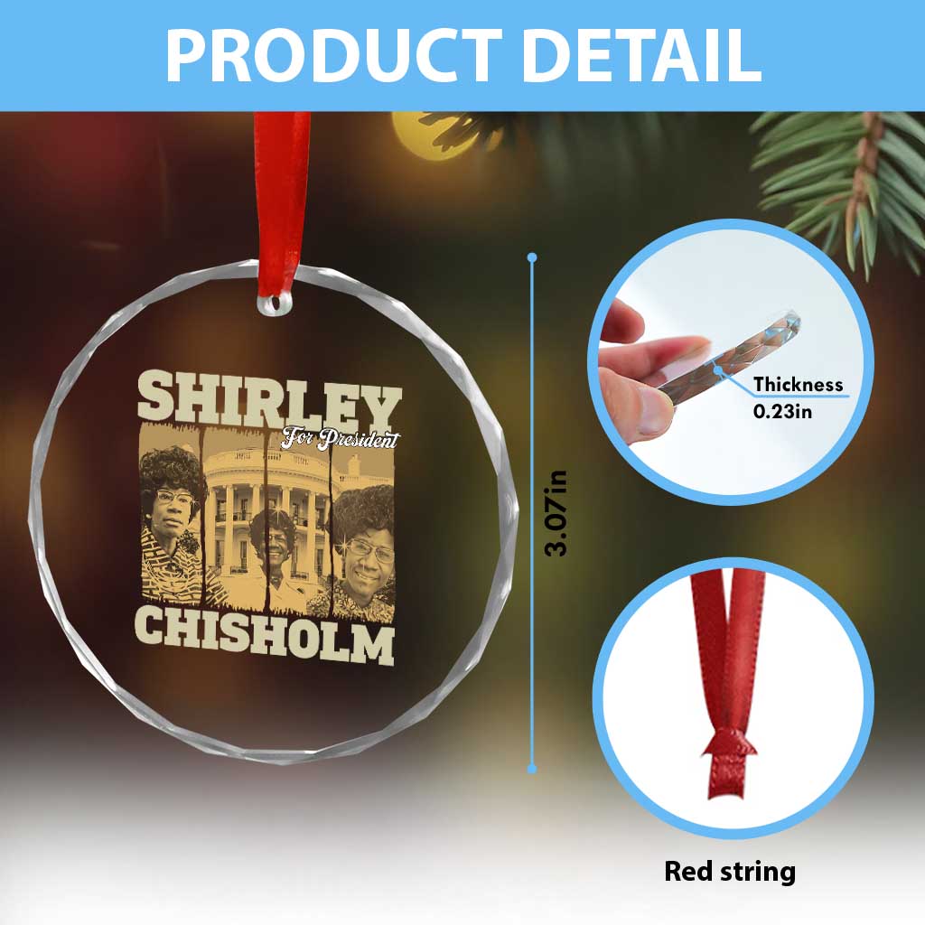Shirley Chisholm For President Crystal Glass Ornament Historic Women Leader