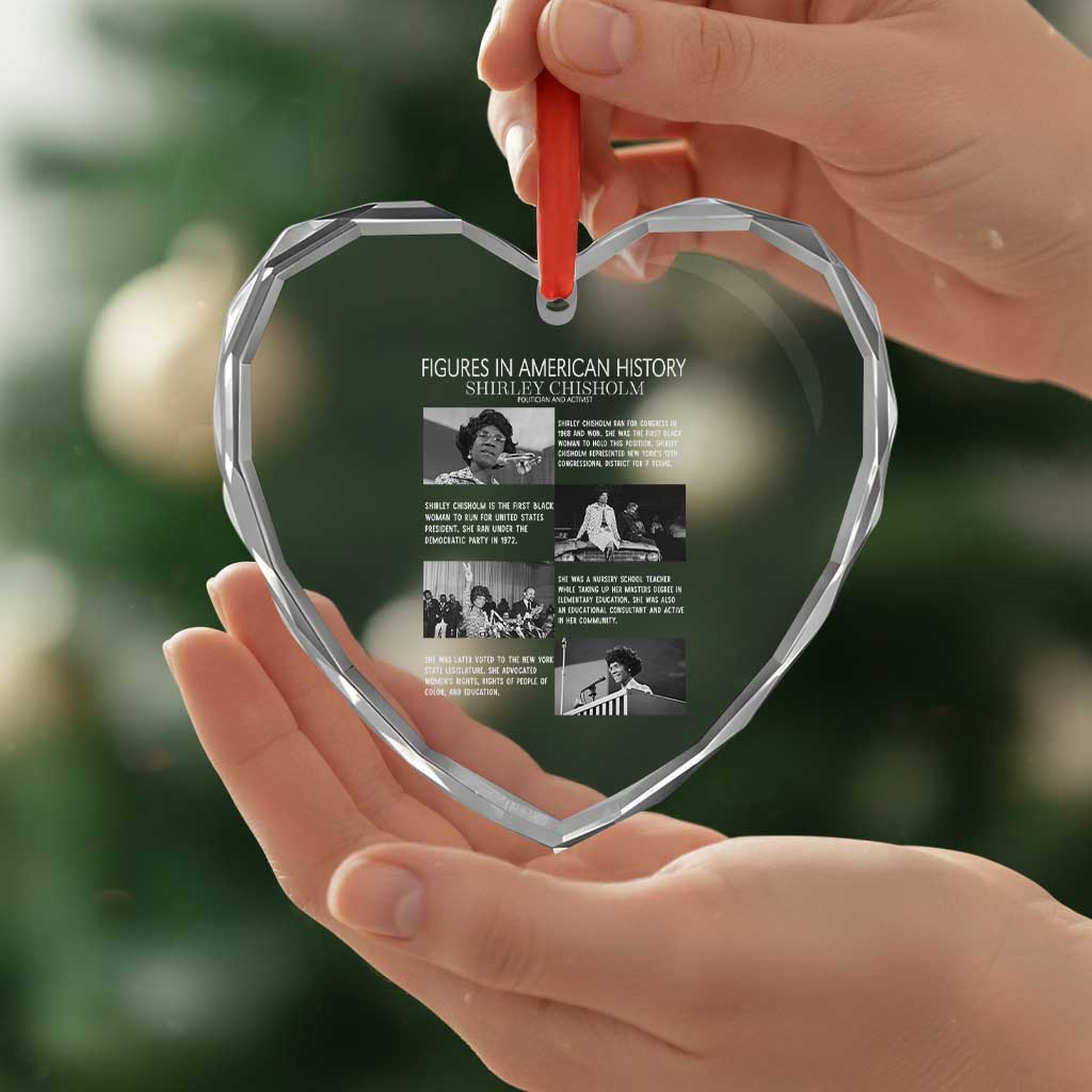 Shirley Chisholm Heart Crystal Glass Ornament Black Woman Leadership Icon