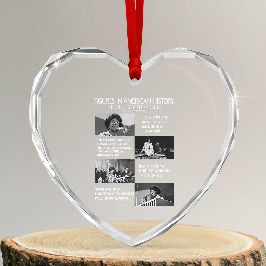 Shirley Chisholm Legacy Heart Crystal Glass Ornament Civil Rights Woman Leader