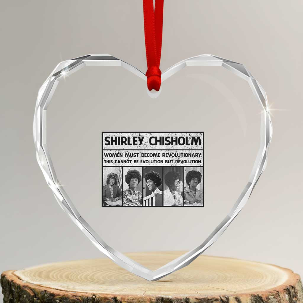 Shirley Chisholm Quote Heart Crystal Glass Ornament Women Must Become Revolutionary