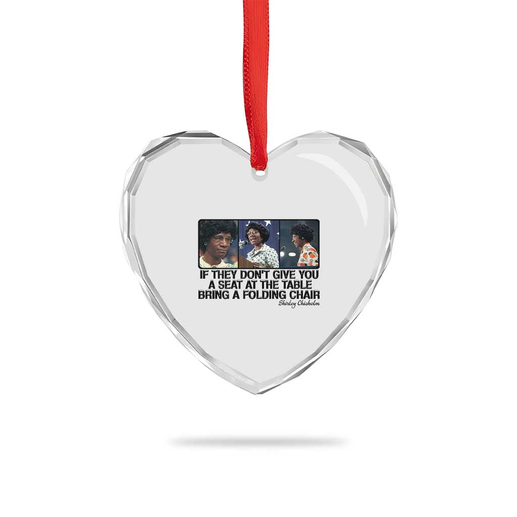 Shirley Chisholm Seat At The Table Quote Heart Crystal Glass Ornament Strong Black Women Pride