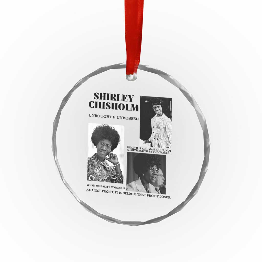 Shirley Chisholm Unbought And Unbossed Crystal Glass Ornament Vintage Feminist Poster