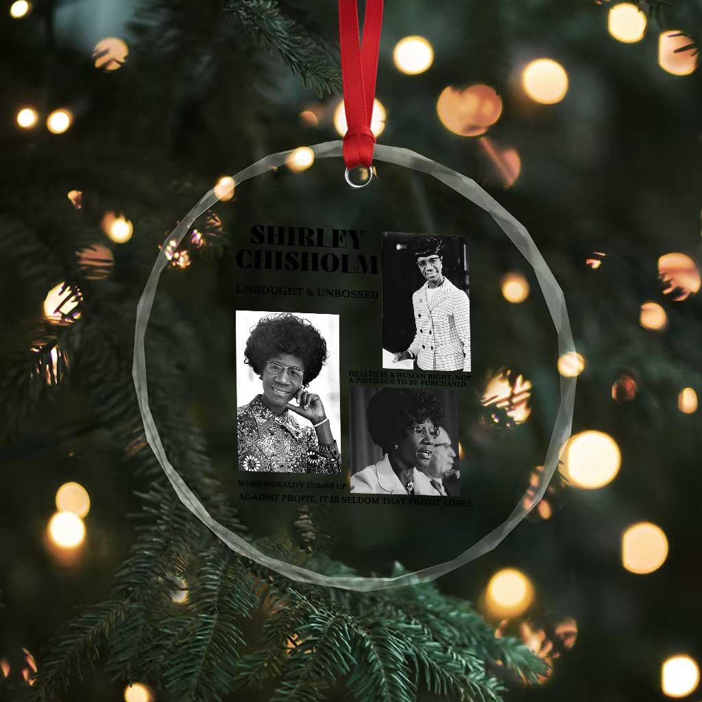 Shirley Chisholm Unbought And Unbossed Crystal Glass Ornament Vintage Feminist Poster
