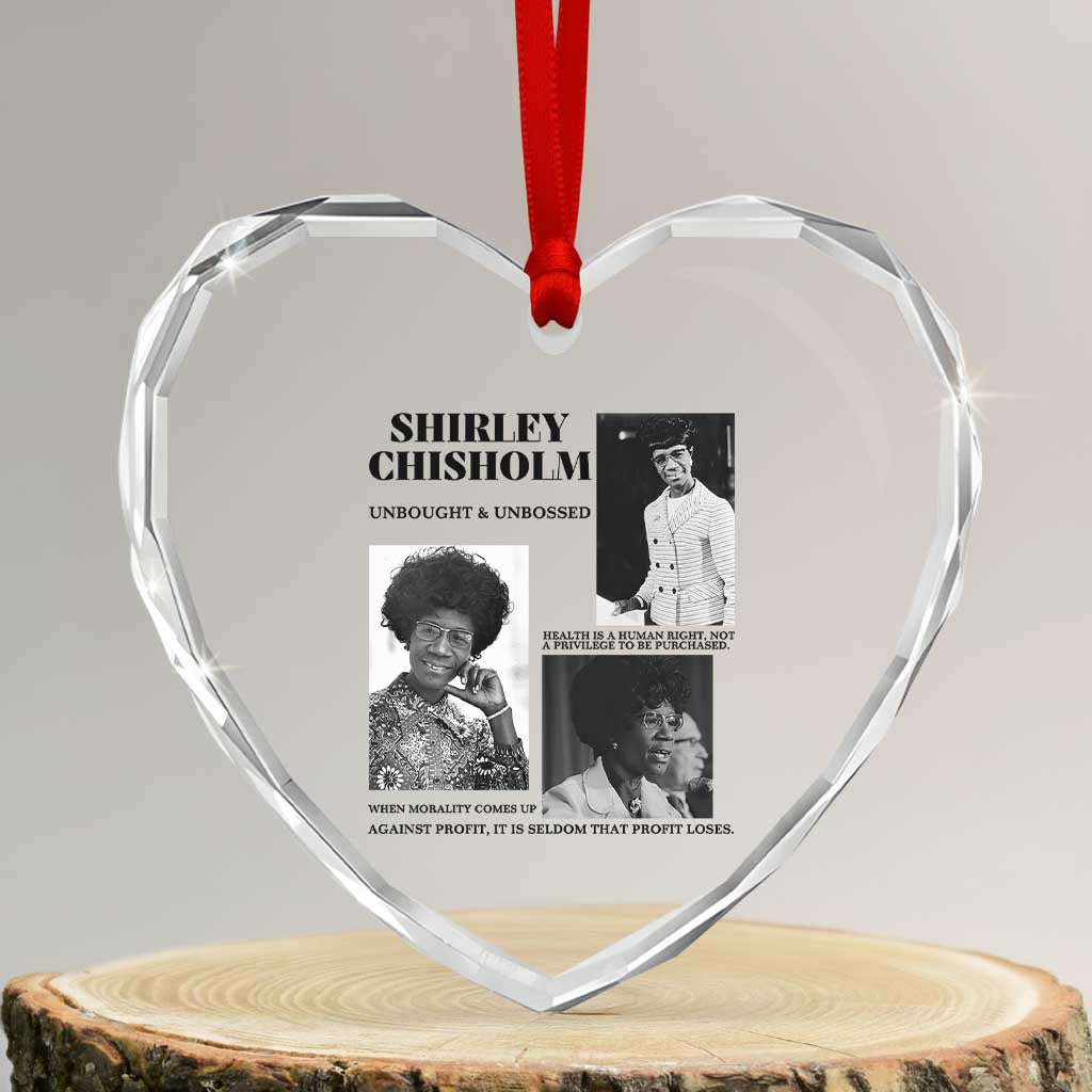 Shirley Chisholm Unbought And Unbossed Heart Crystal Glass Ornament Vintage Feminist Poster