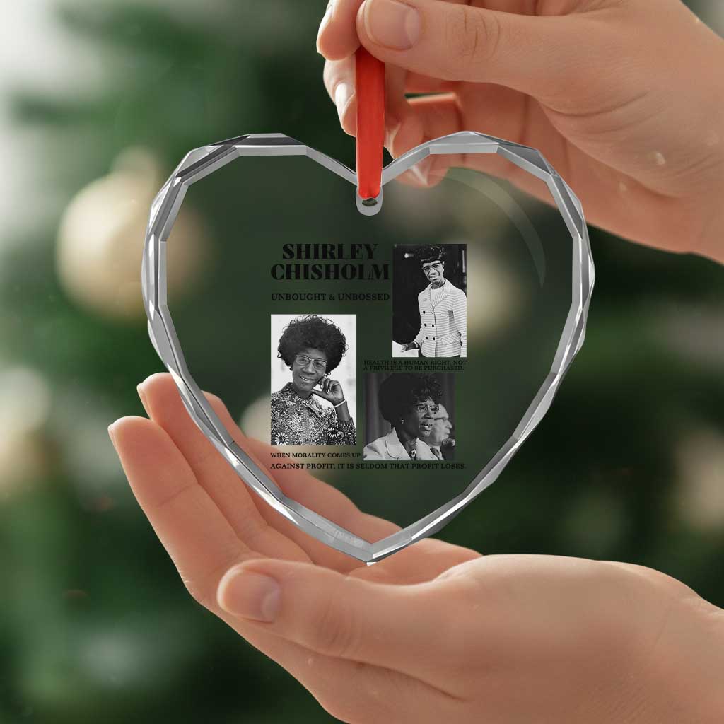 Shirley Chisholm Unbought And Unbossed Heart Crystal Glass Ornament Vintage Feminist Poster