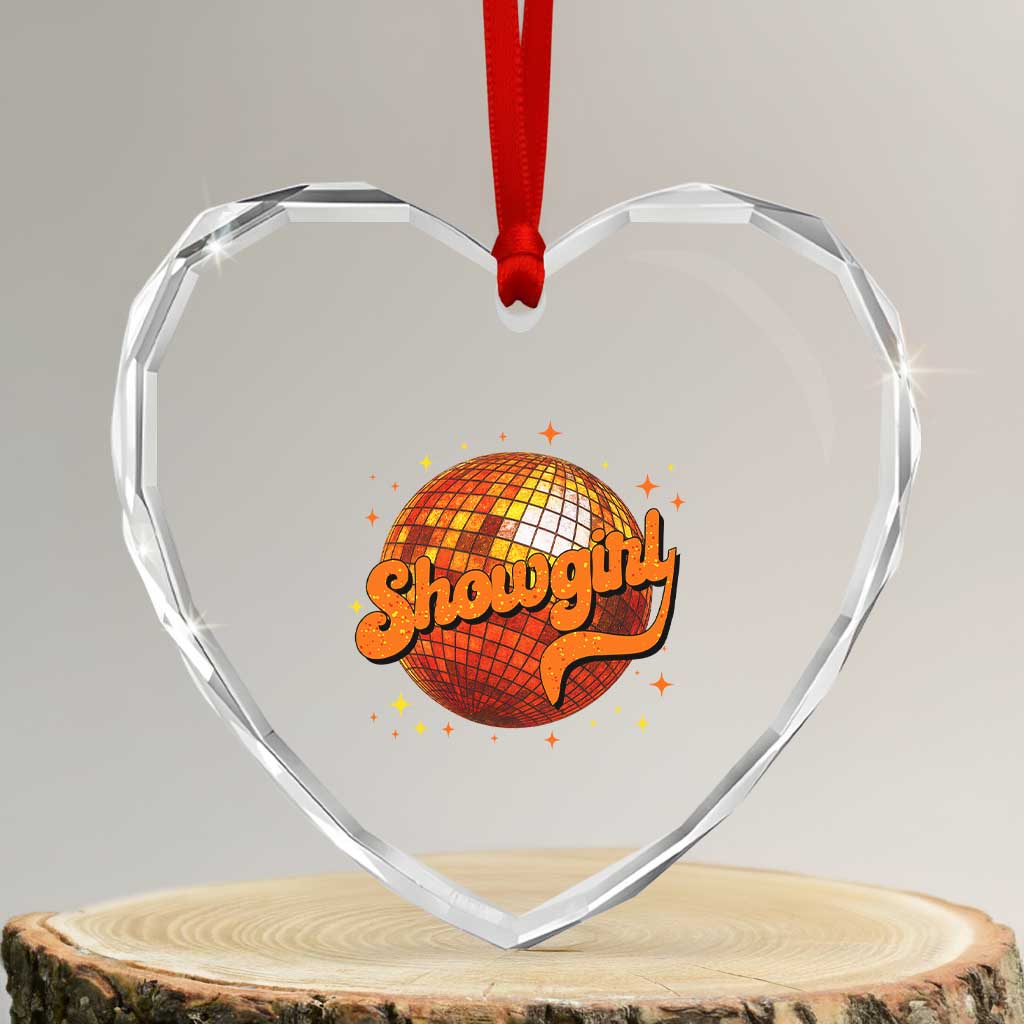 Showgirl Heart Crystal Glass Ornament Orange Show Girl Concert Country Music Fan Gift