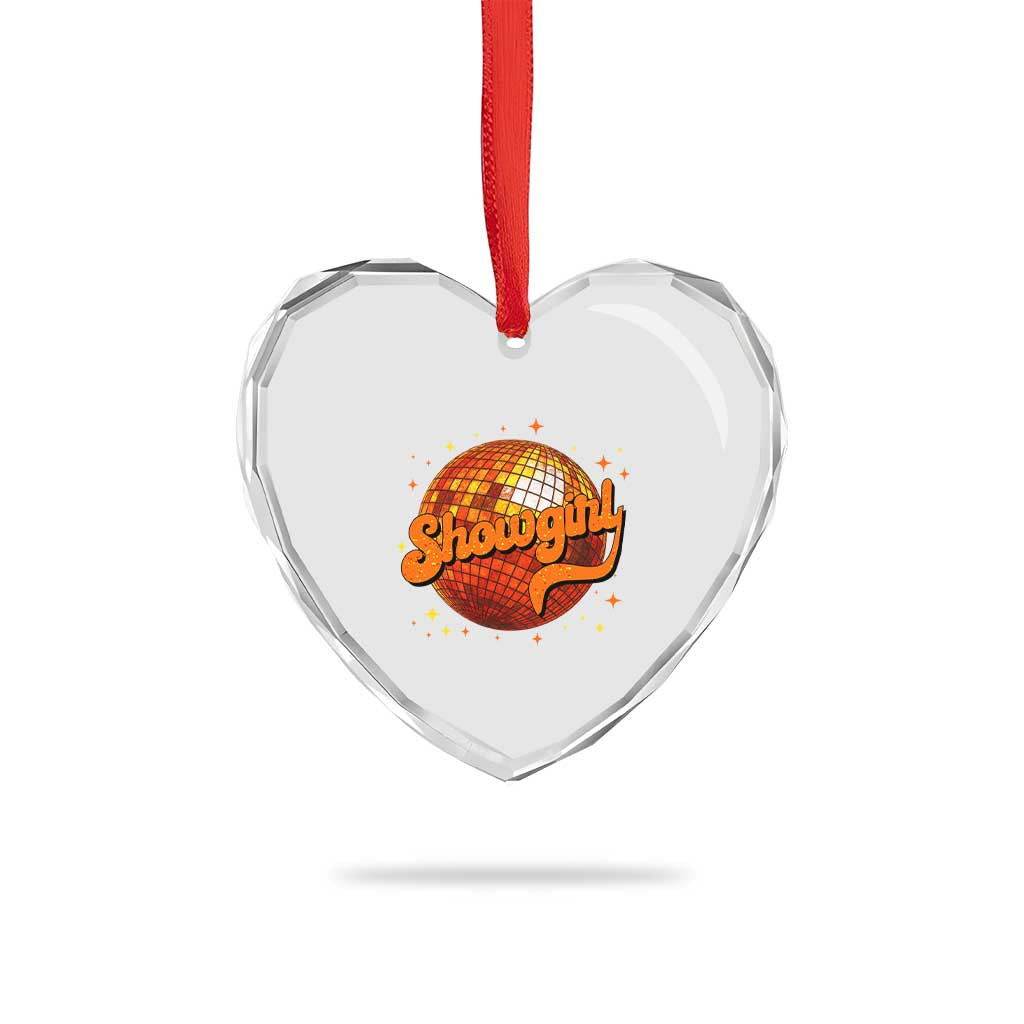 Showgirl Heart Crystal Glass Ornament Orange Show Girl Concert Country Music Fan Gift