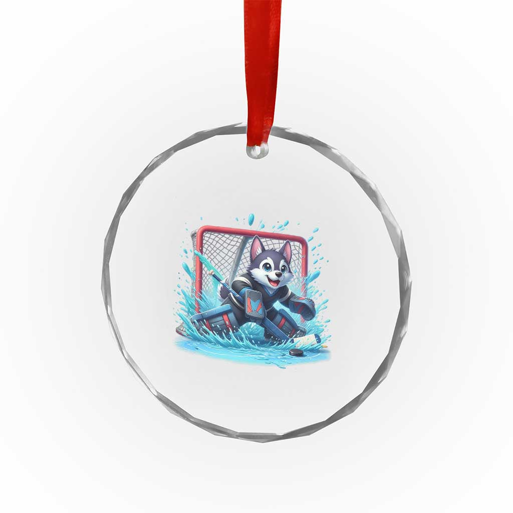 Siberian Husky Ice Hockey Player Crystal Glass Ornament Funny Goalie Gift - Wonder Print Shop