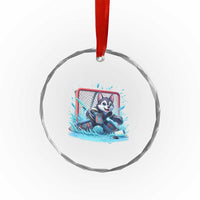 Siberian Husky Ice Hockey Player Crystal Glass Ornament Funny Goalie Gift - Wonder Print Shop