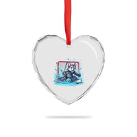 Siberian Husky Ice Hockey Player Heart Crystal Glass Ornament Funny Goalie Gift - Wonder Print Shop