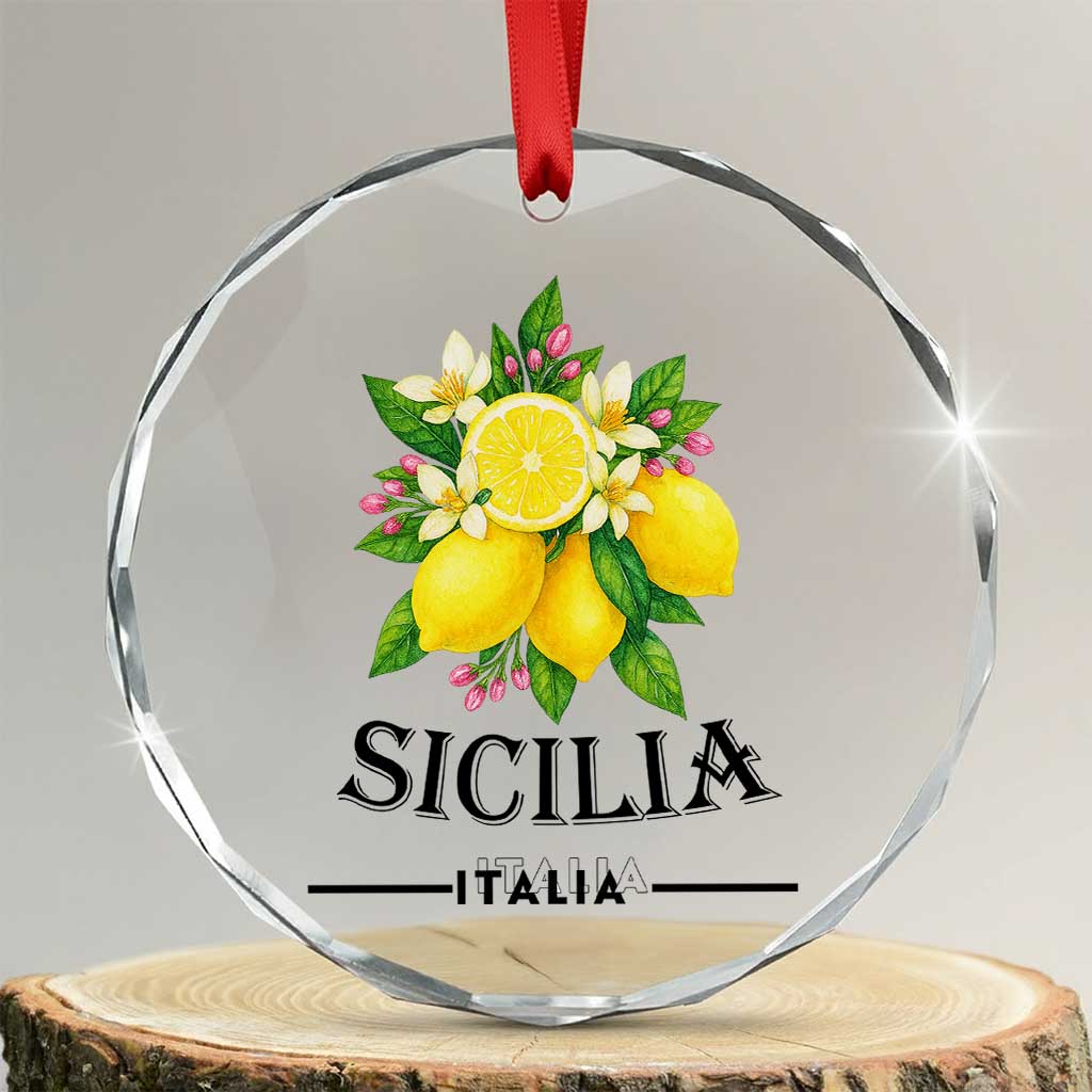 Sicilia Italia Fresh Lemon Crystal Glass Ornament Italian Sicilians Floral Citrus from Southern Italy - Wonder Print Shop