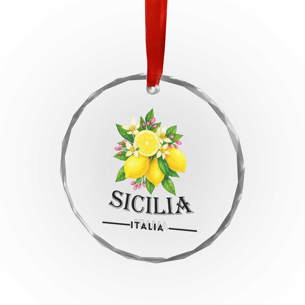 Sicilia Italia Fresh Lemon Crystal Glass Ornament Italian Sicilians Floral Citrus from Southern Italy TS02