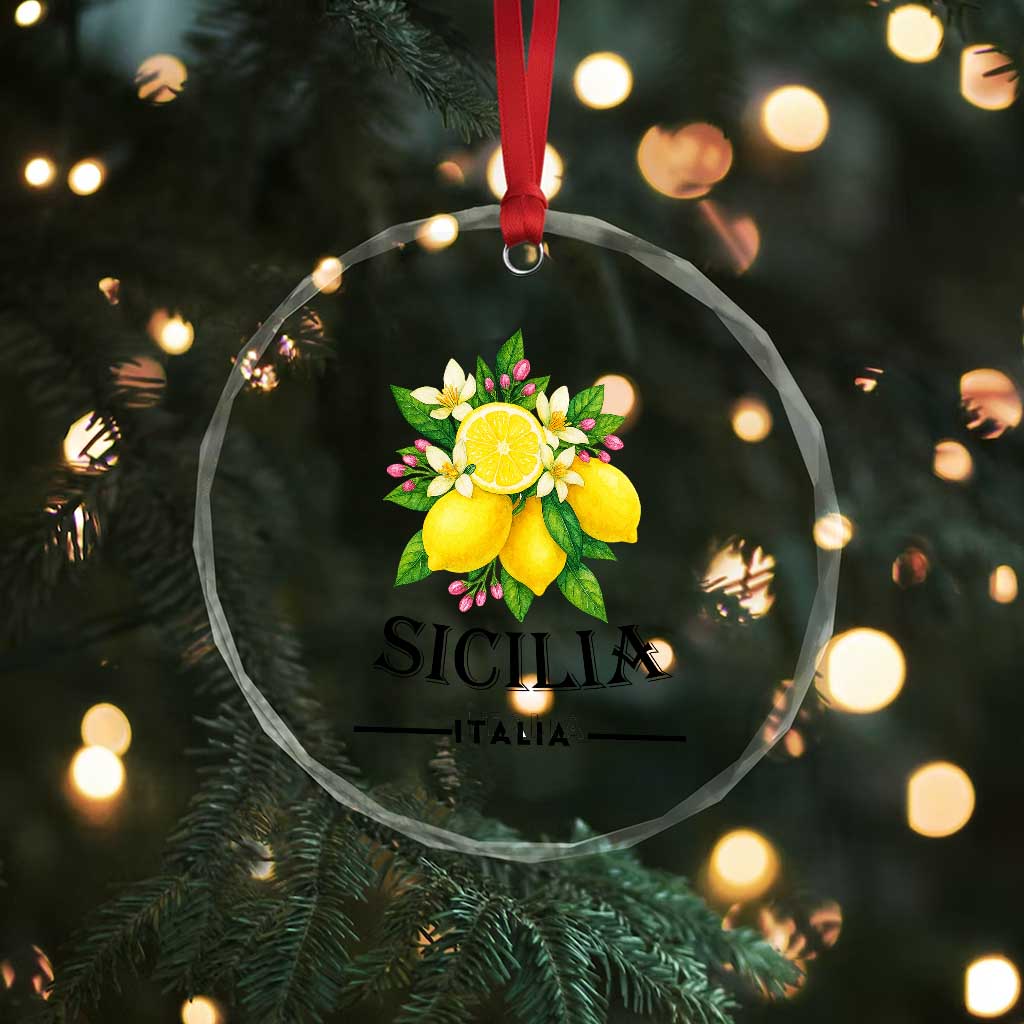 Sicilia Italia Fresh Lemon Crystal Glass Ornament Italian Sicilians Floral Citrus from Southern Italy TS02