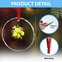 Sicilia Italia Fresh Lemon Crystal Glass Ornament Italian Sicilians Floral Citrus from Southern Italy TS02
