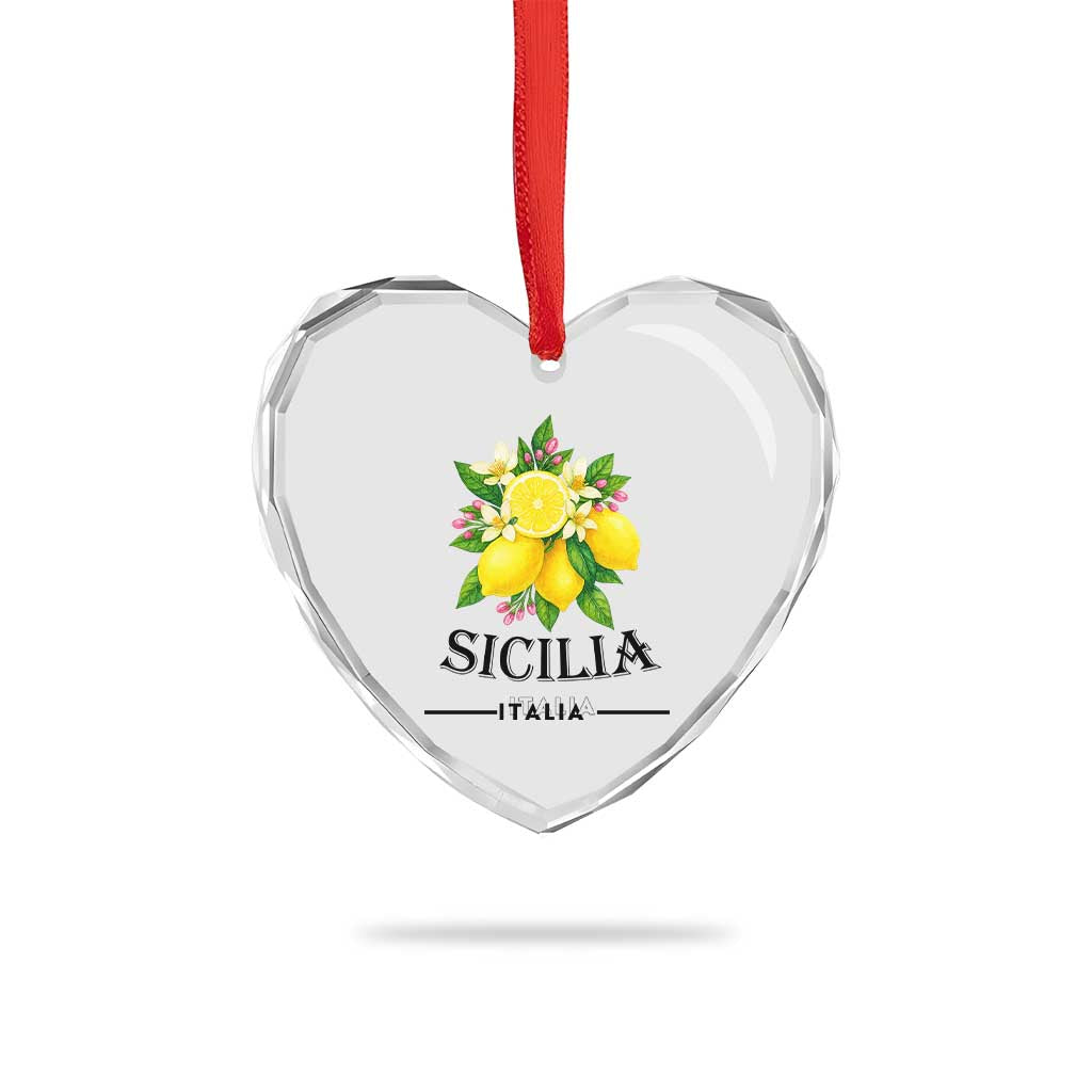 Sicilia Italia Fresh Lemon Heart Crystal Glass Ornament Italian Sicilians Floral Citrus from Southern Italy - Wonder Print Shop