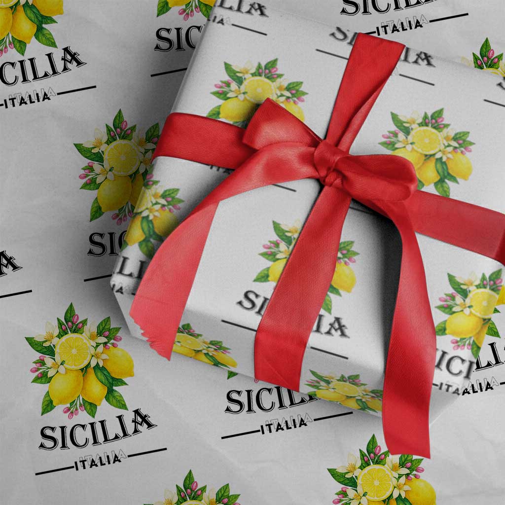 Sicilia Italia Fresh Lemon Wrapping Paper Roll Italian Sicilians Floral Citrus from Southern Italy - Wonder Print Shop