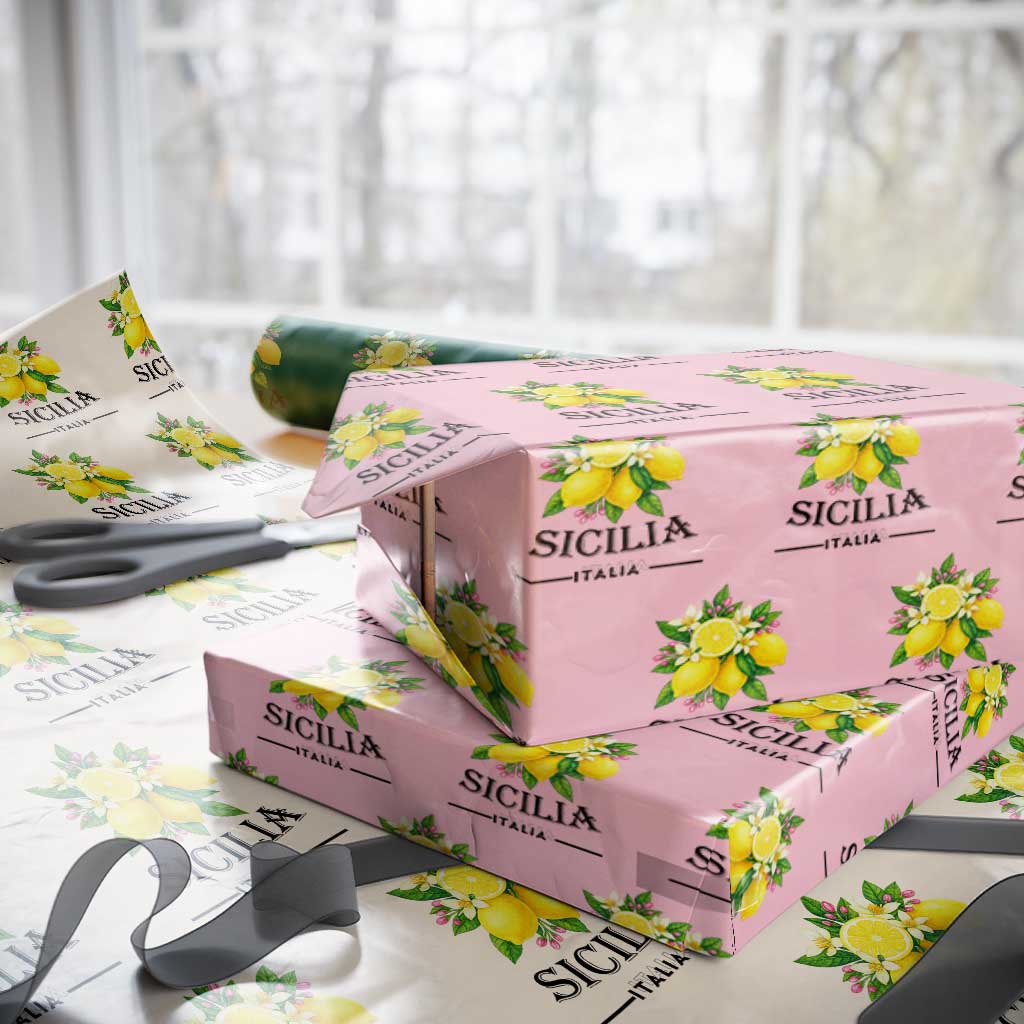 Sicilia Italia Fresh Lemon Wrapping Paper Roll Italian Sicilians Floral Citrus from Southern Italy - Wonder Print Shop