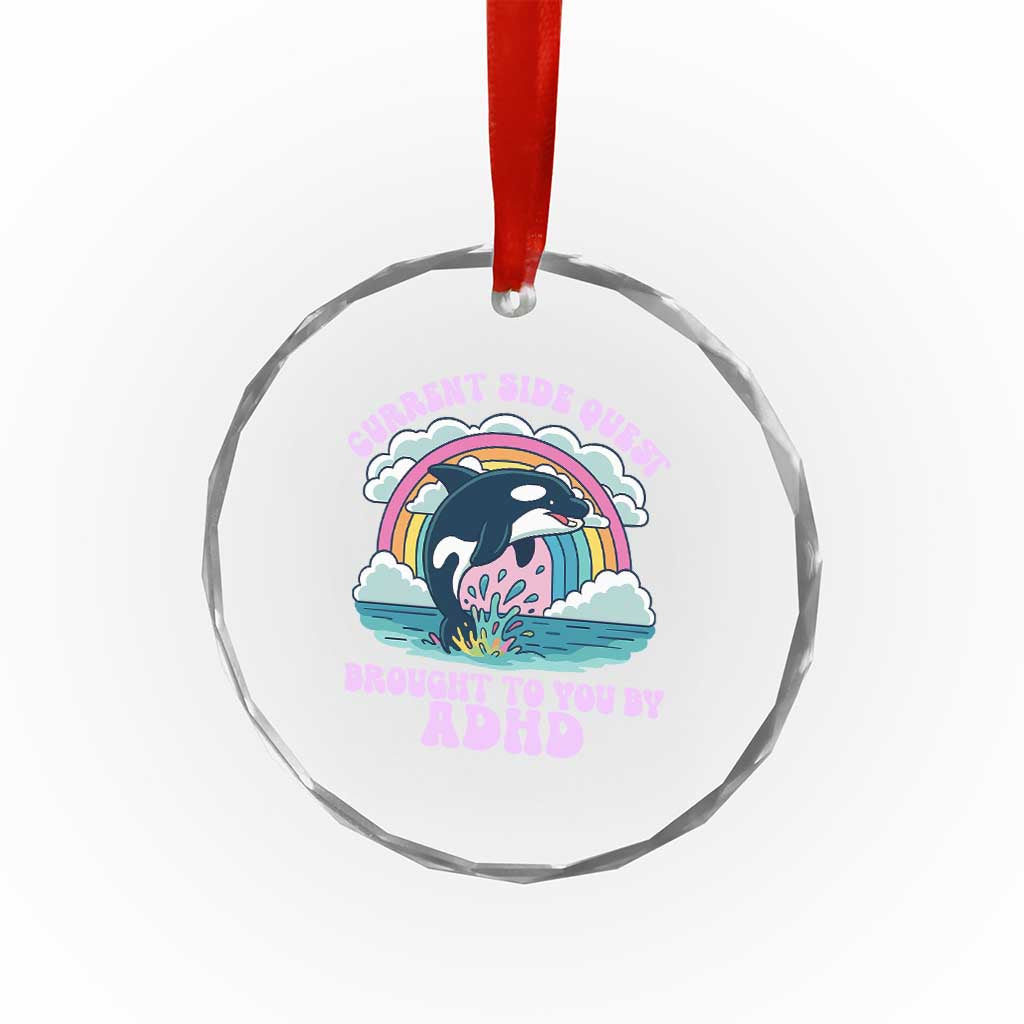 Side Quest ADHD Crystal Glass Ornament Funny Neurodivergent Meme TS10